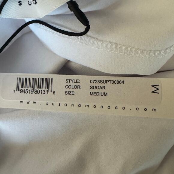 Susana Monaco Short Sleeve Open Back Crop Top in White NWT Size Medium - Picture 8 of 9